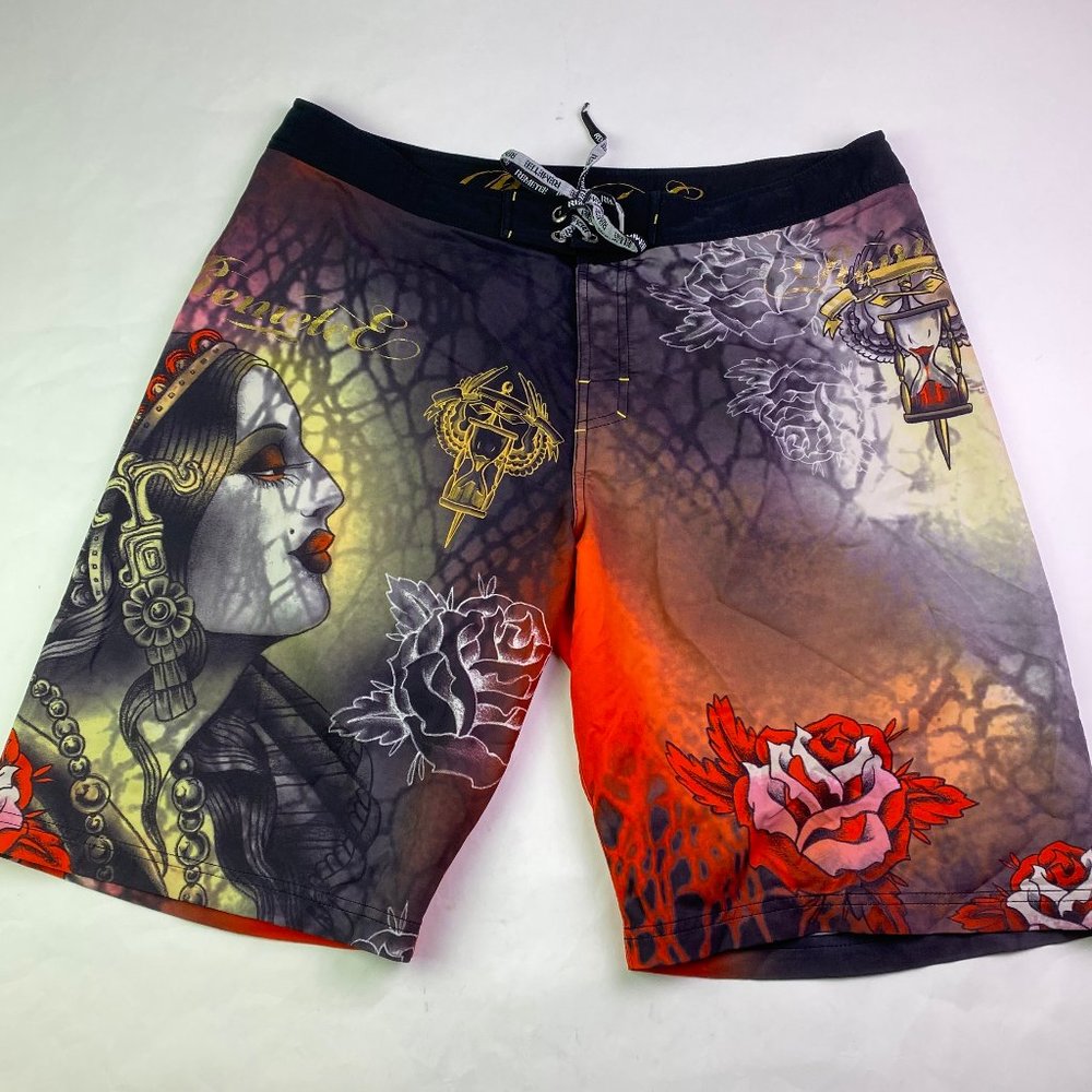 Remetee Art Tattoo Hearts Design Board Shorts 38